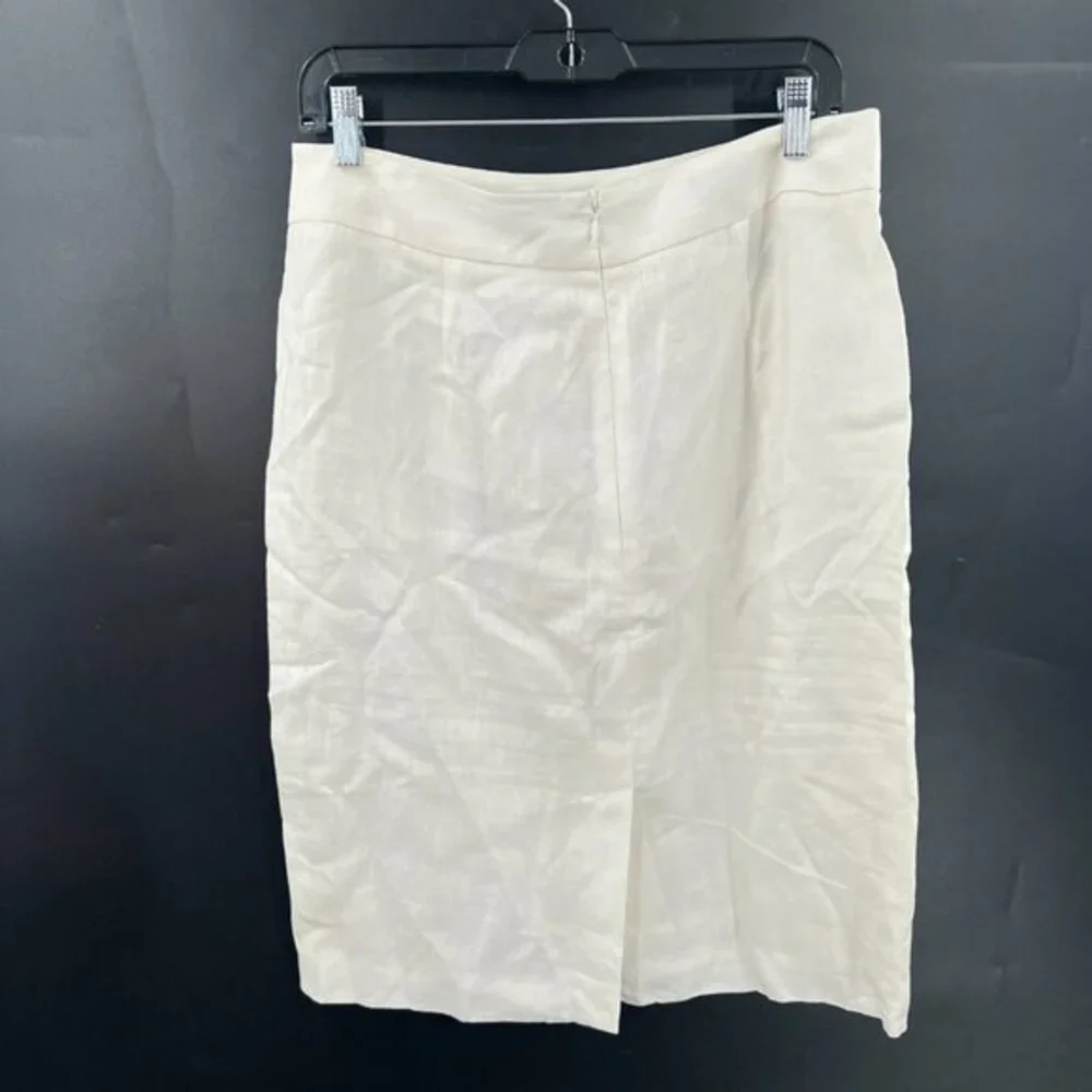 Brooks Brothers 100% Irish linen‎ pencil skirt ivory old money preppy lined 8 - Picture 7 of 10